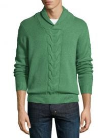 Neiman Marcus Cashmere Shawl-Collar Cable-Knit Pullover  at Neiman Marcus